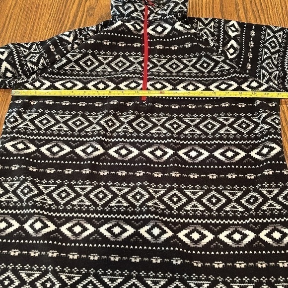 Eddie Bauer Quest fleece quarter zip pull over aztec print black & white XL - Picture 7 of 9